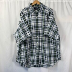Ralph‎ Lauren  Big Shirt Plaid Button Down Short Sleeve Oxford Shirt OCBD Men XL